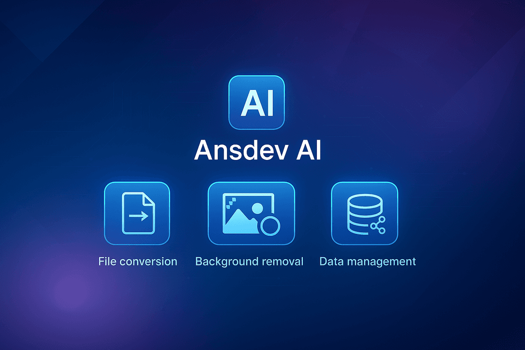 Ansdev AI offers a suite of free online tools for file conversion, background removal, and more. Convert Excel to PDF, PDF to PNG, remove image backgrounds, and streamline your workflow with our AI-powered solutions.